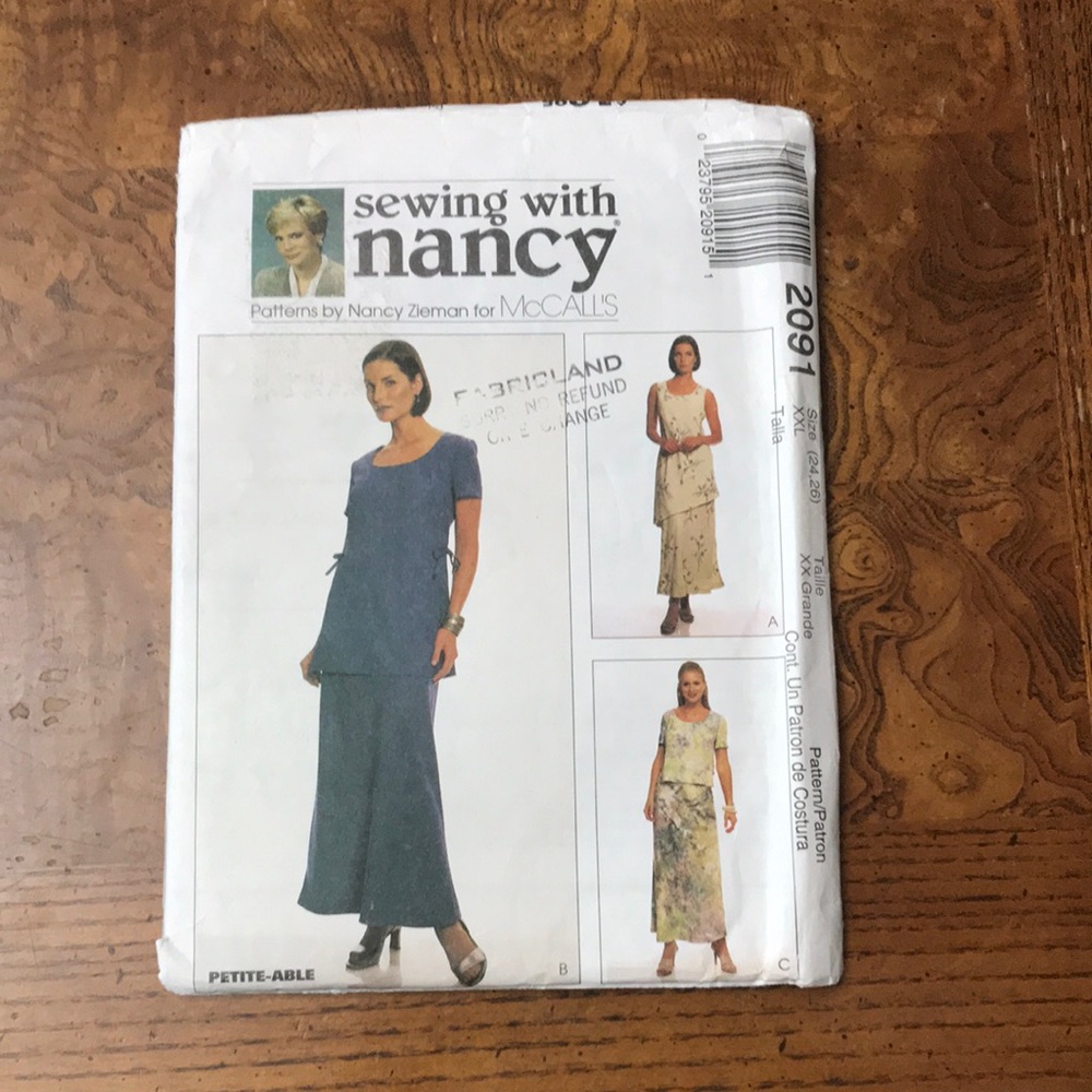 UNCUT McCall's 2091 Sewing with Nancy Top Long Skirt Pattern Sz XXL 24-26